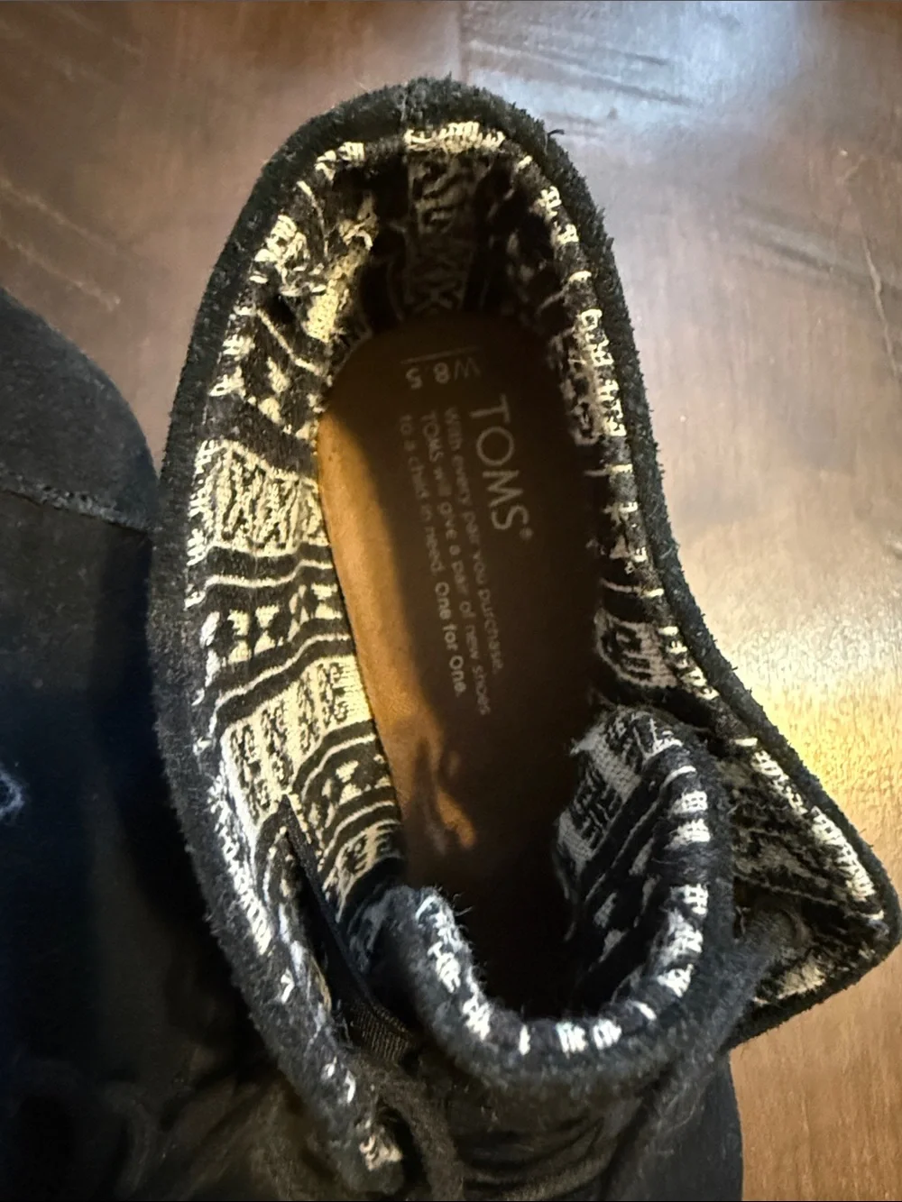 Toms Black Suede Wedge Lace-Up Booties